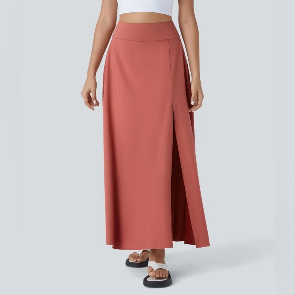 NWT HALARA High Waisted Pocket 2 Maxi Skirt -Flame Red...Size:XL